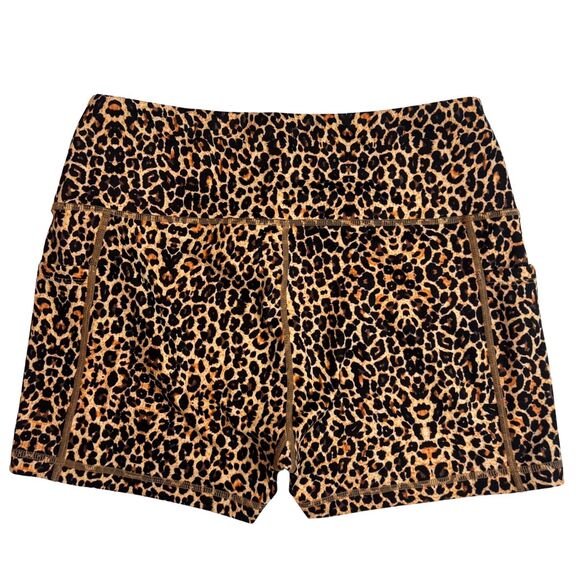 Ray Rose Biker Shorts Women Large Leopard Print Athleisure Stretch Media Pockets - Picture 8 of 10